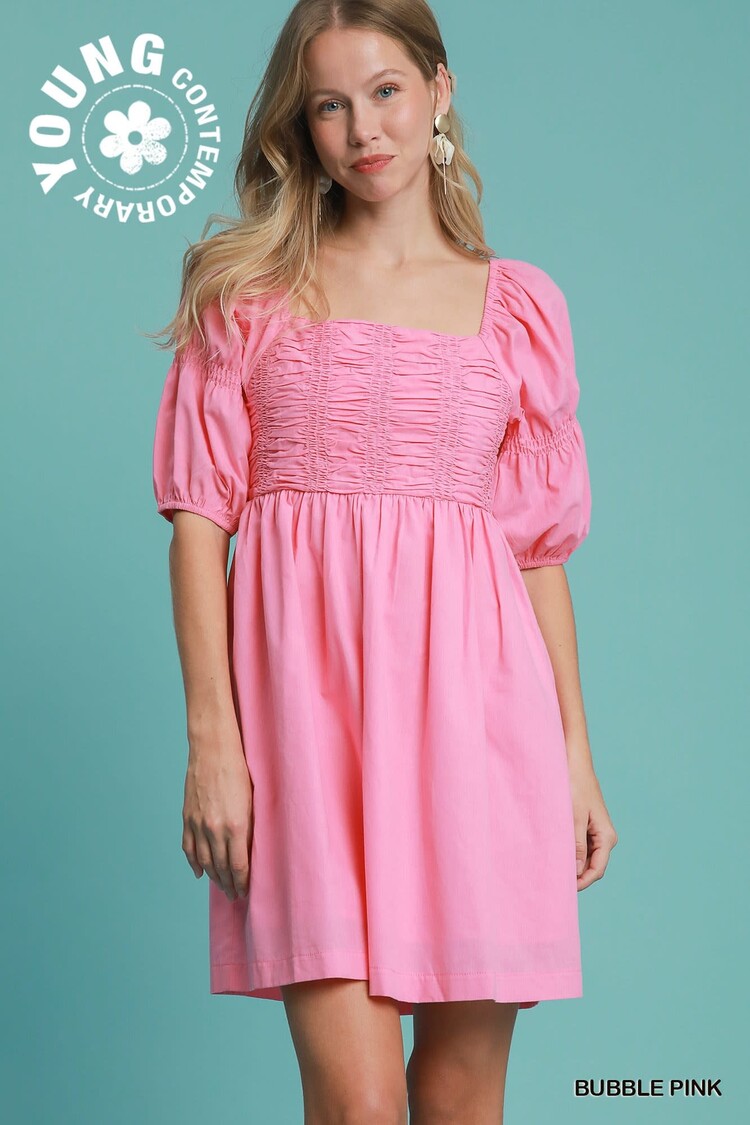 Umgee Smocked Half Sleeve Dress