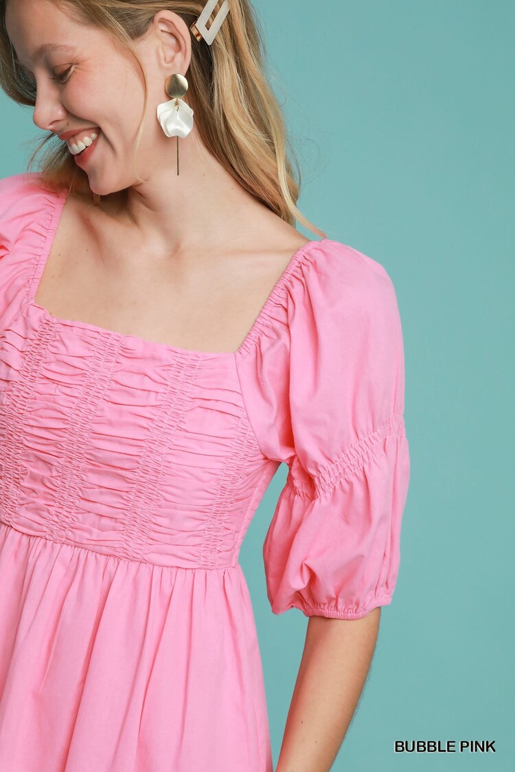Umgee Smocked Half Sleeve Dress