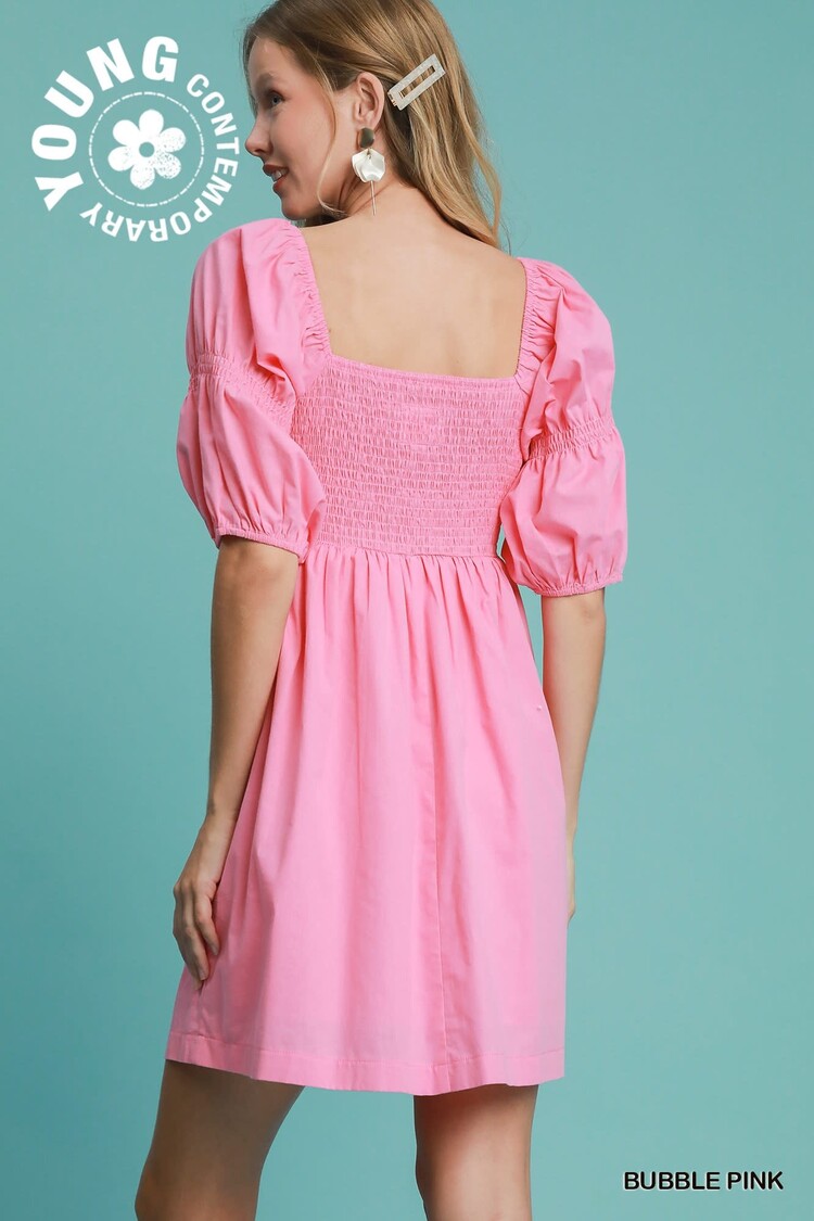 Umgee Smocked Half Sleeve Dress