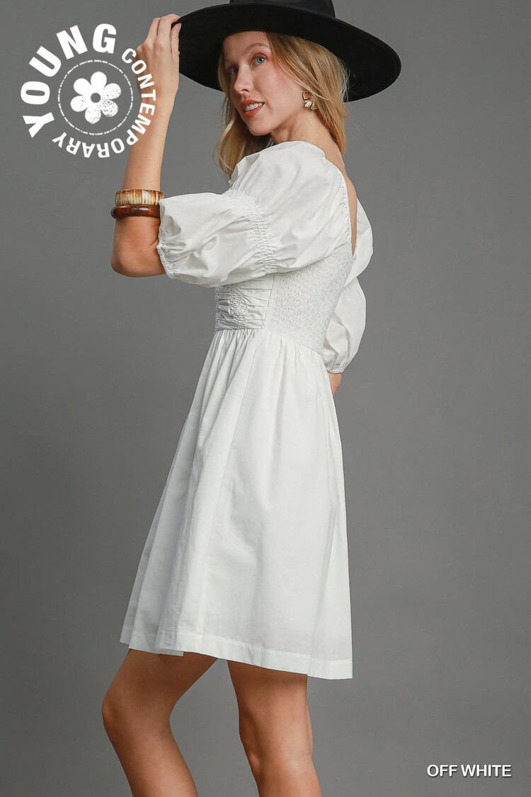 Umgee Smocked Half Sleeve Dress