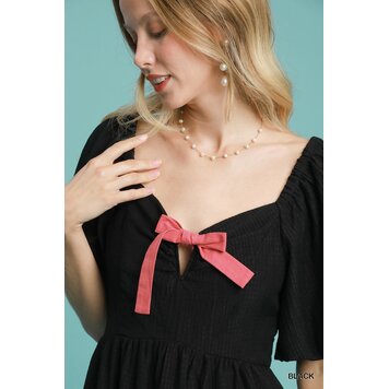 Umgee Black Seersucker Mini Dress