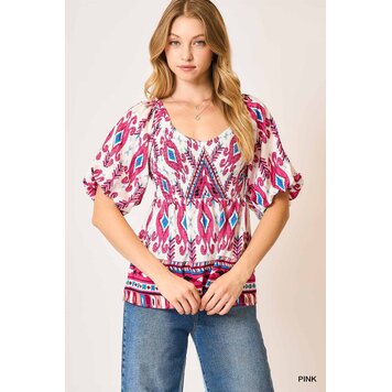 Umgee Bohemian Breeze Smocked Peplum Top