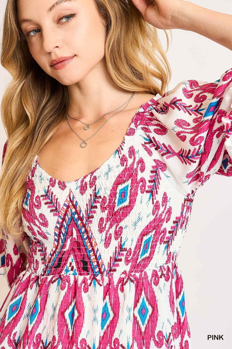 Umgee Bohemian Breeze Smocked Peplum Top