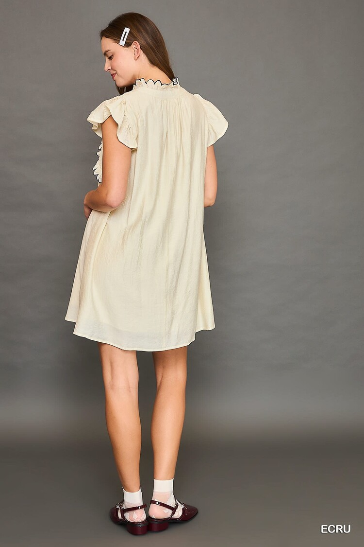 Umgee Boho Chic Embroidered Ruffle Dress