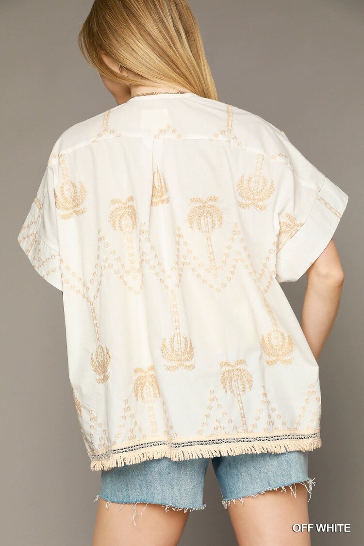 Umgee Boho Embroidered Fringe Kimono