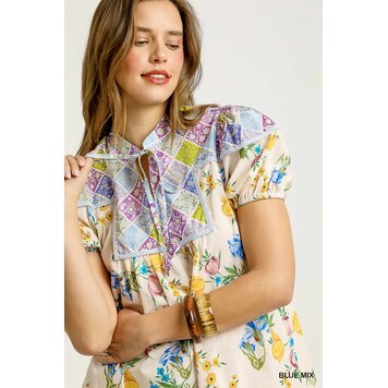Umgee Floral Patchwork Babydoll Dress