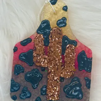 Leafcutter Candle Co. Ombre Cow Tag w/ Glitter