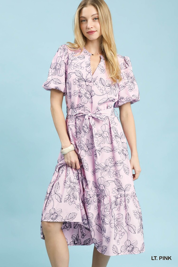 Umgee Sky Garden Belted Midi Dress