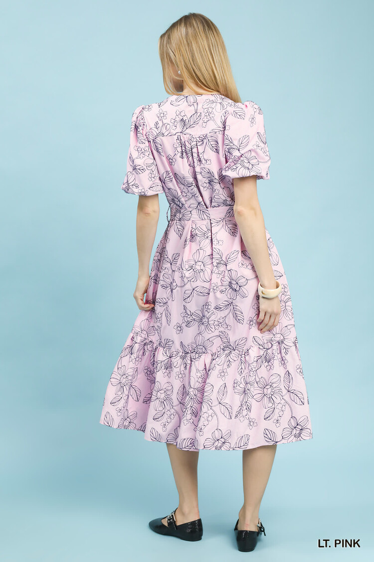 Umgee Sky Garden Belted Midi Dress