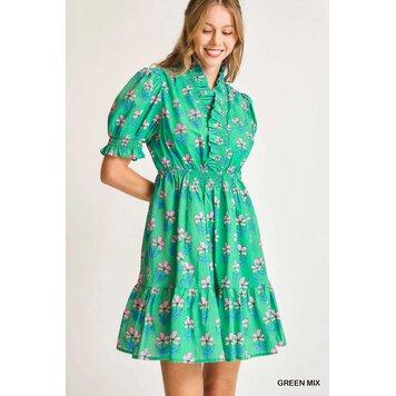 Umgee Ruffled Floral Babydoll Dress