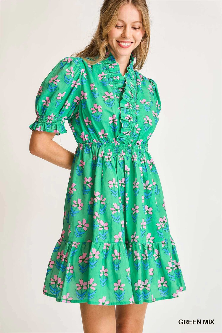 Umgee Ruffled Floral Babydoll Dress