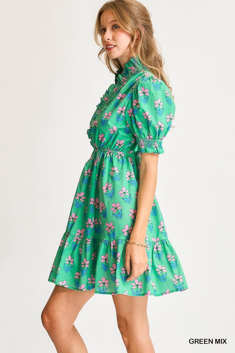 Umgee Ruffled Floral Babydoll Dress