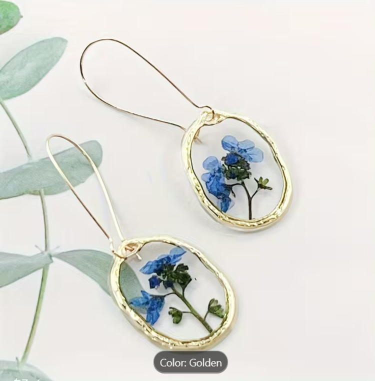 Vintage Boho Forget-Me-Not Flowers Dangle Earrings
