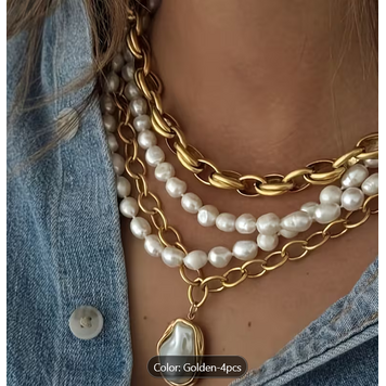 4 pc Old Punk Style Chunky Pendant Necklace