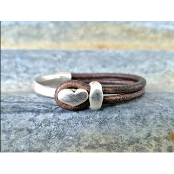 Vintage Heart Brown Leather Bracelet