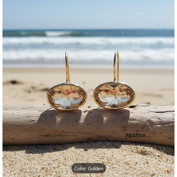 Exquisite Golden Plated Transparent Gem Dangle Earrings