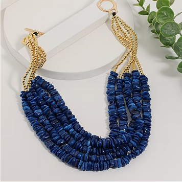 Boho Geometric Irregular Multi-Layer Beaded Necklace