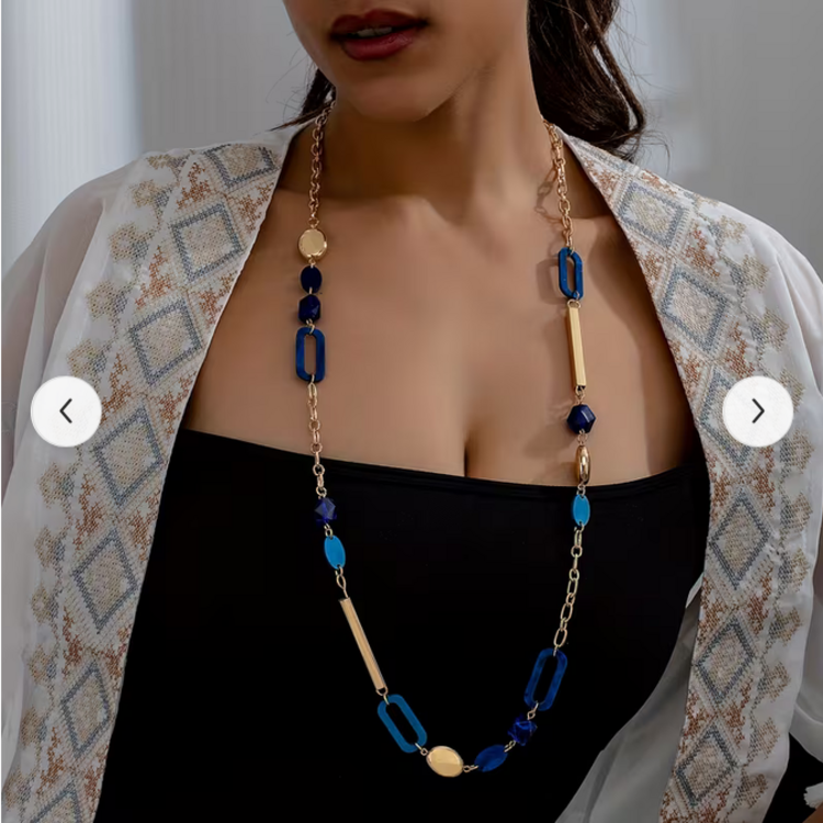 Bohemian Style Gilded Pattern Long Necklace