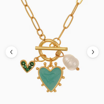 Freshwater Pearls And Copper Heart-Shaped Necklace