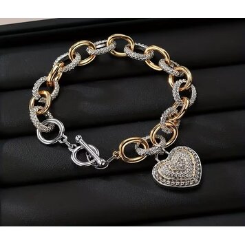 Chunky Chain O-Link Heart Bracelet