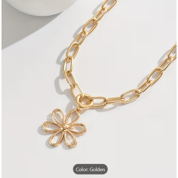 Simplistic Geometric Flower Chain Necklace