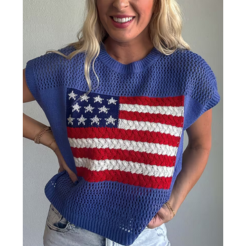 American Retro Flag Sleeveless Knit Top