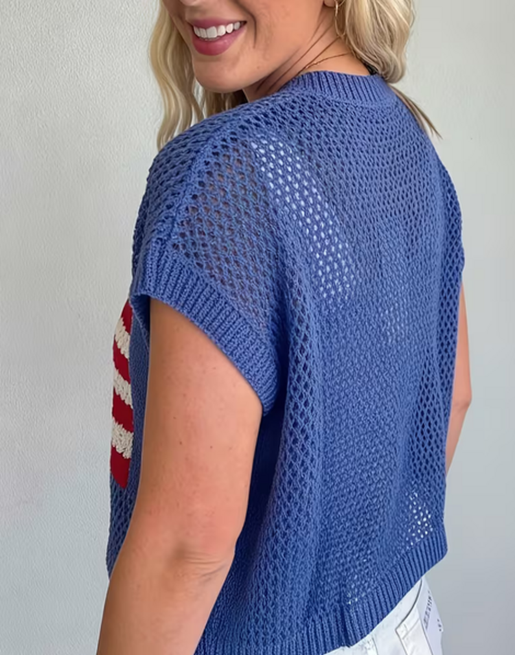 American Retro Flag Sleeveless Knit Top
