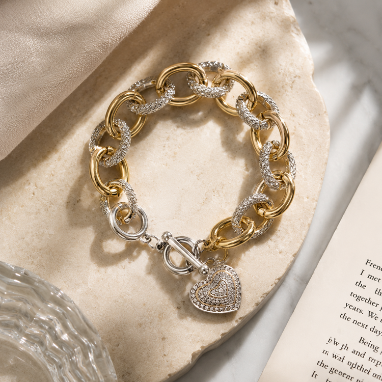 Chunky Chain O-Link Heart Bracelet