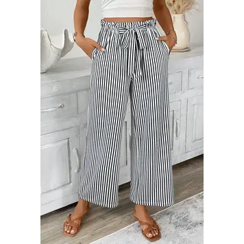 Tied High Waist Loose Straight Casual Pants