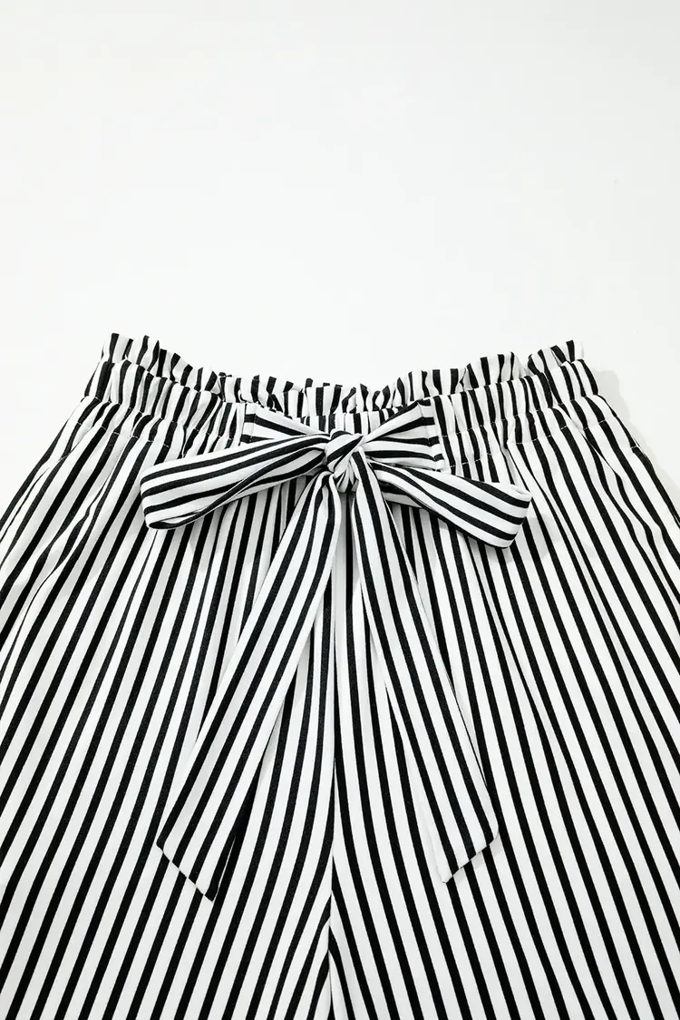 Tied High Waist Loose Straight Casual Pants