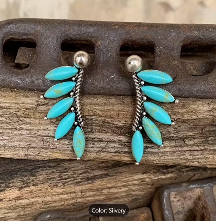 Elegant Bohemian Turquoise Dangle Earrings
