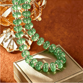 Bohemian Style Colorful Frosted Glass Bead Necklace - Lt Green
