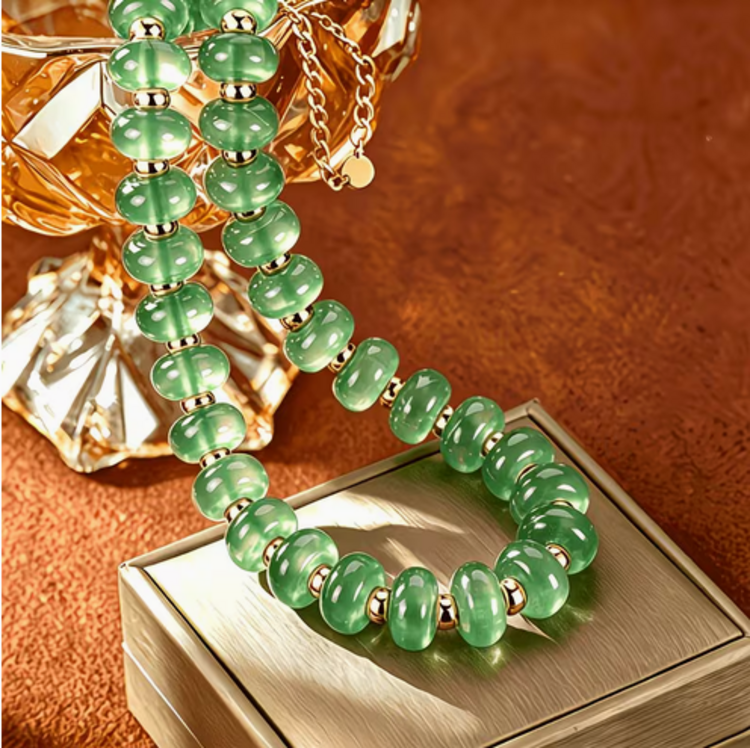 Bohemian Style Colorful Frosted Glass Bead Necklace - Lt Green