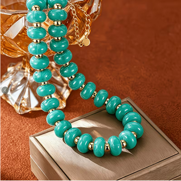 Bohemian Style Colorful Frosted Glass Bead Necklace - Blue