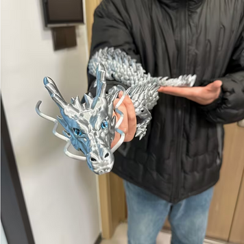Giant 3D Printed Dragon 35in - Silvery