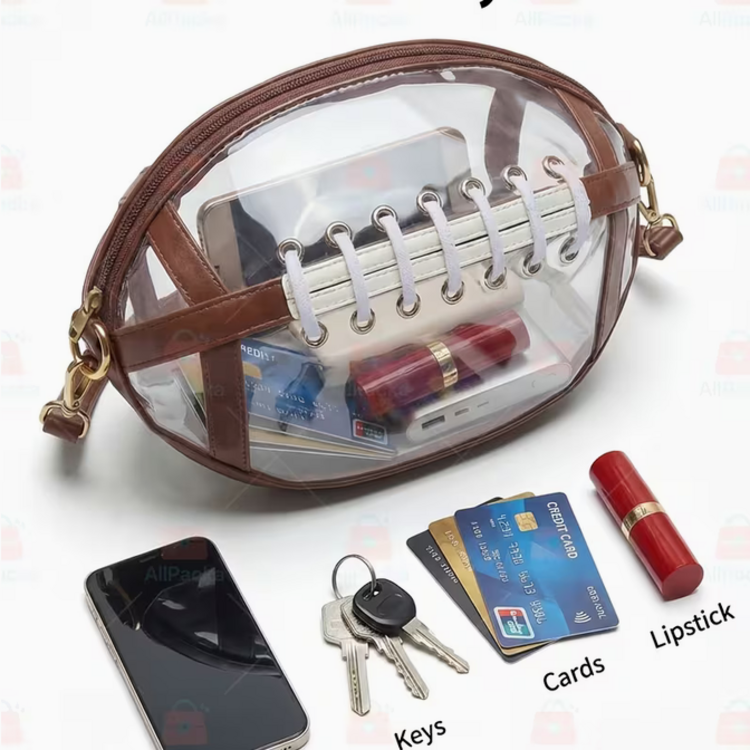 Football Shaped Clear Bag
