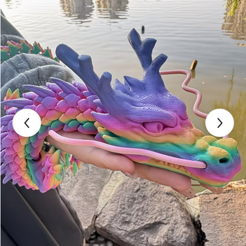 Giant 3D Printed Dragon 35in Rainbow