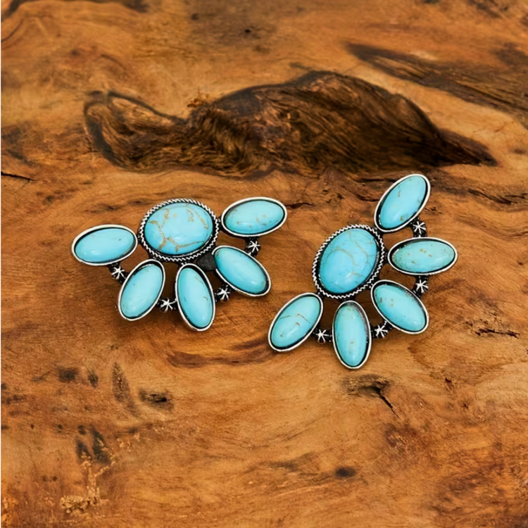 Bohemian Vintage Turquoise Pendant Earrings