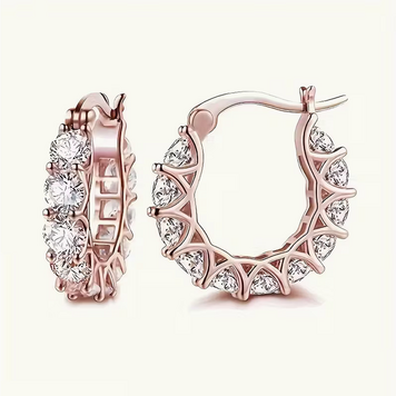 Elegant  Inlaid Synthetic Zirconia Hoop Earrings