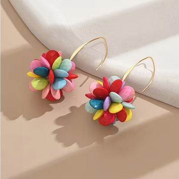Bohemian Cute Candy-Colored Beaded Flower Earrings