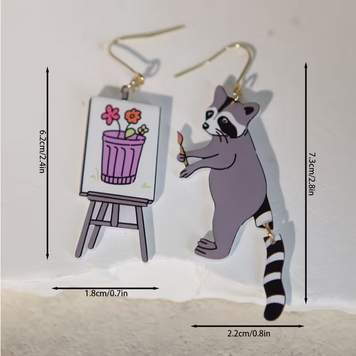 Racoon Dangle Earrings