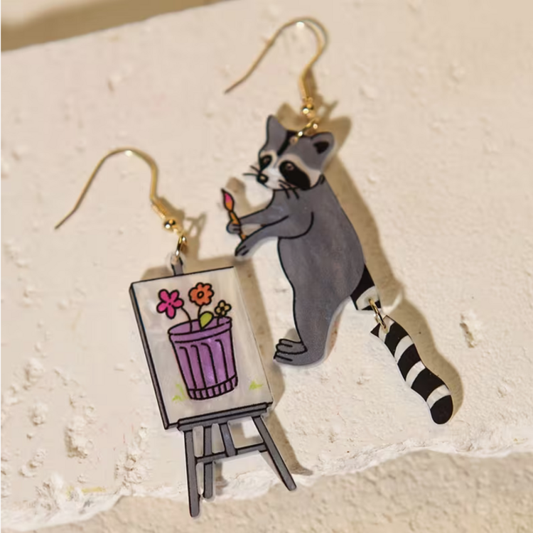 Racoon Dangle Earrings