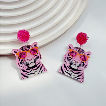 Pink Tiger Earrings
