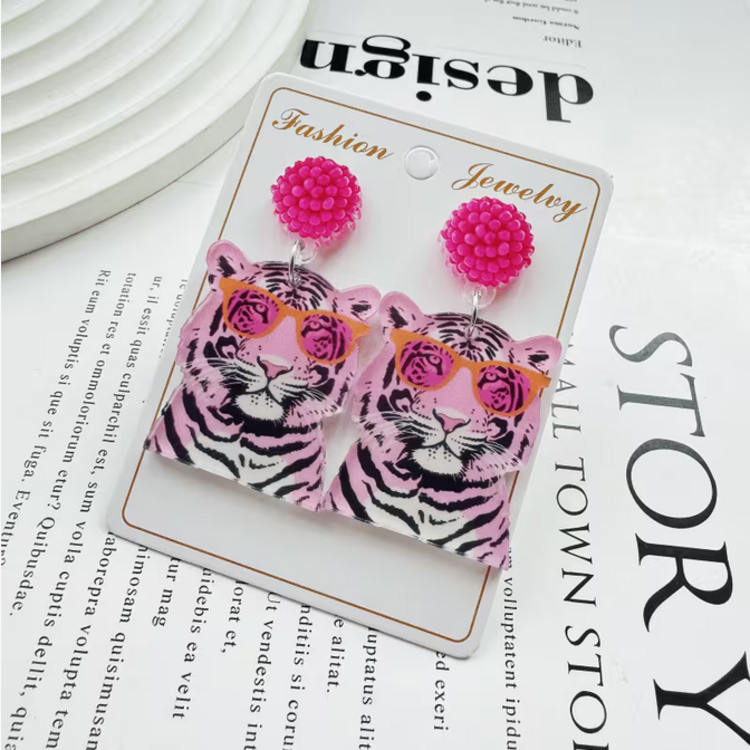 Pink Tiger Earrings