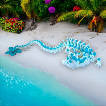 3D Printed 11.4" Dragon - Blue White