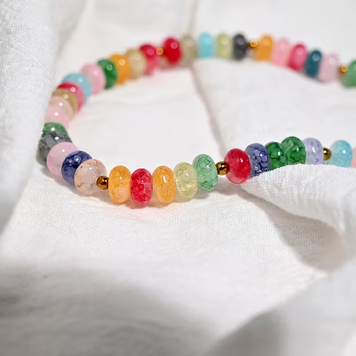 Colorful Glass Beaded Necklace with Heart Pendant