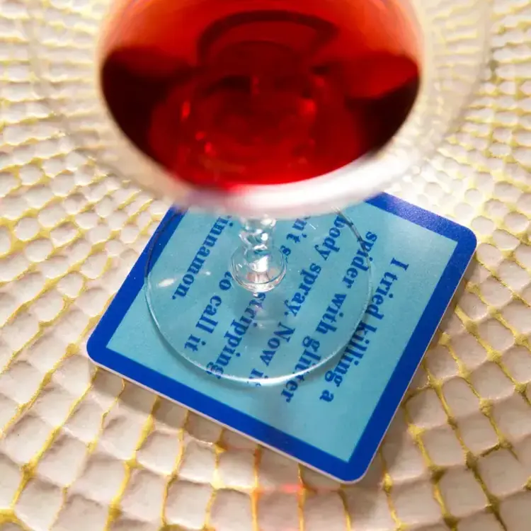 Drinks on Me Glitter Body Spray Coaster