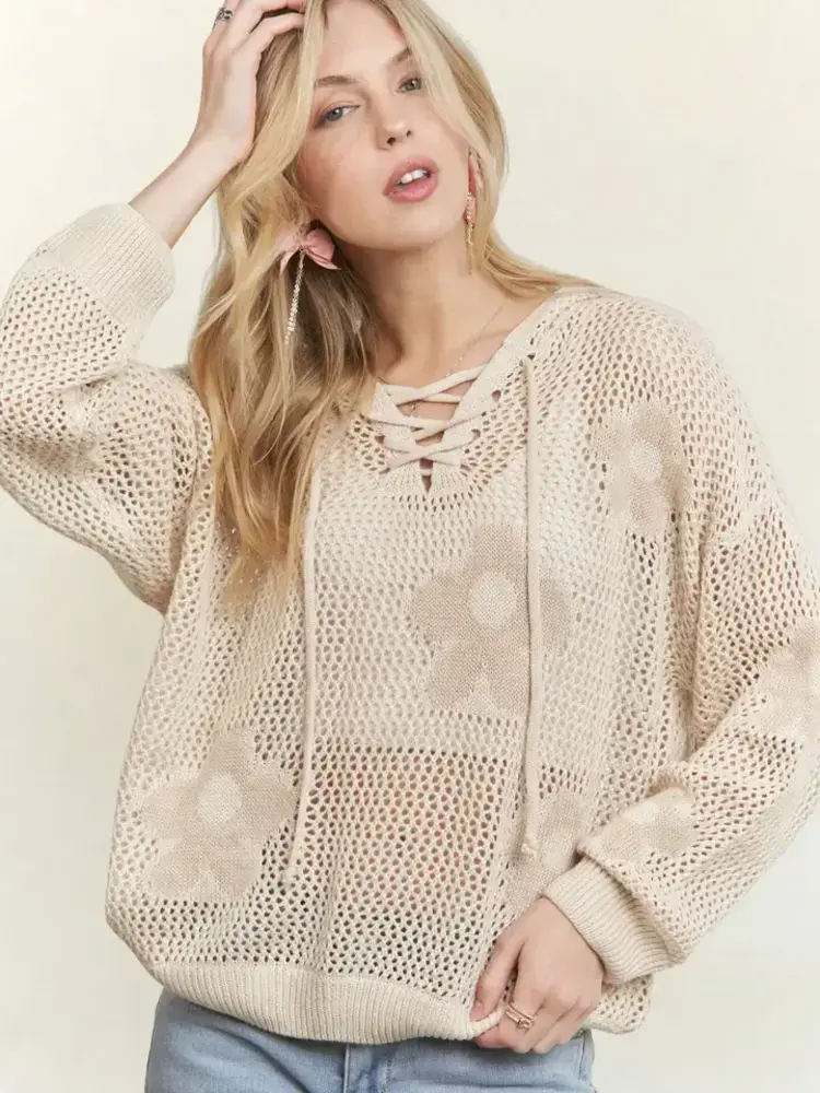Adora La Hoodie Print Long Sleeves Sweater Top