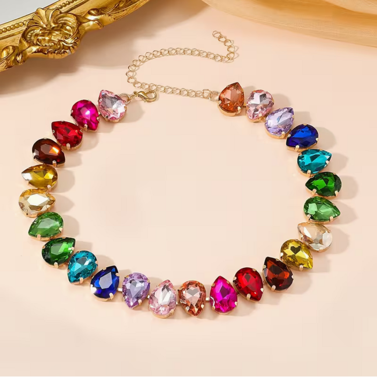 Colorful Water Drop Necklace - Multi