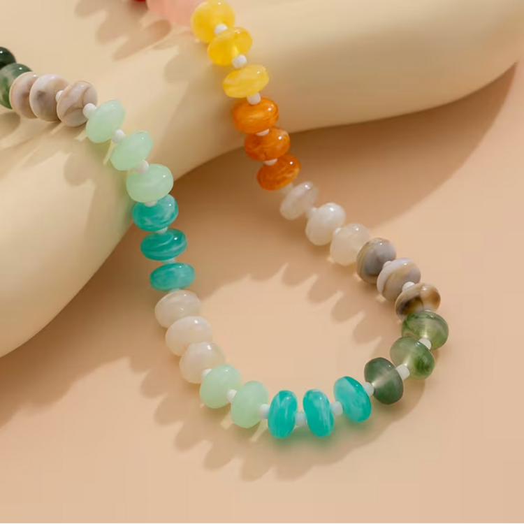 Multi-color Bohemian-style Sweet and Elegant Colorful Beaded Necklace